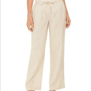 Linen Drawstring-Waist Pants